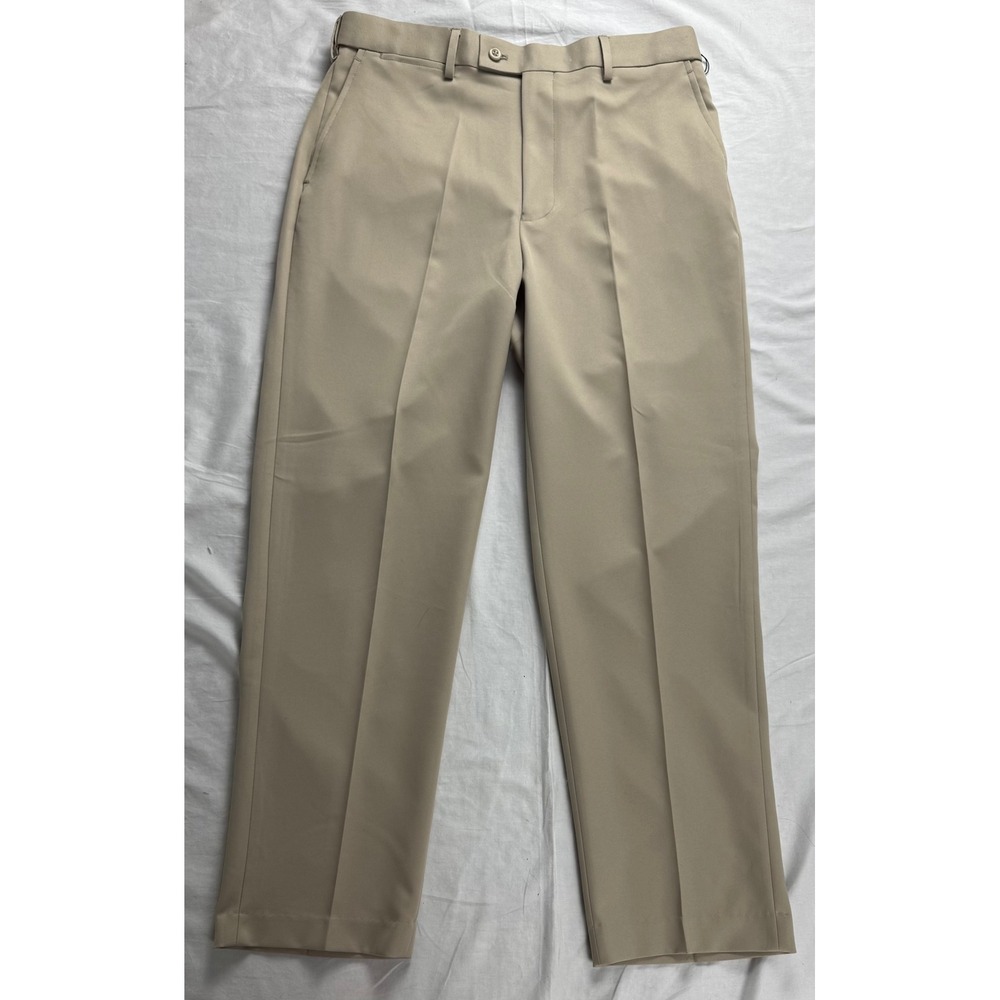 Saddlebred Mens Comfort Waist Straight Fit Dress Pants Parchment Beige 34x30 NEW - Picture 8 of 16